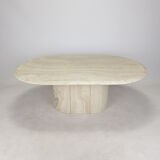Italian Oval Travertine Coffee Table, 1984