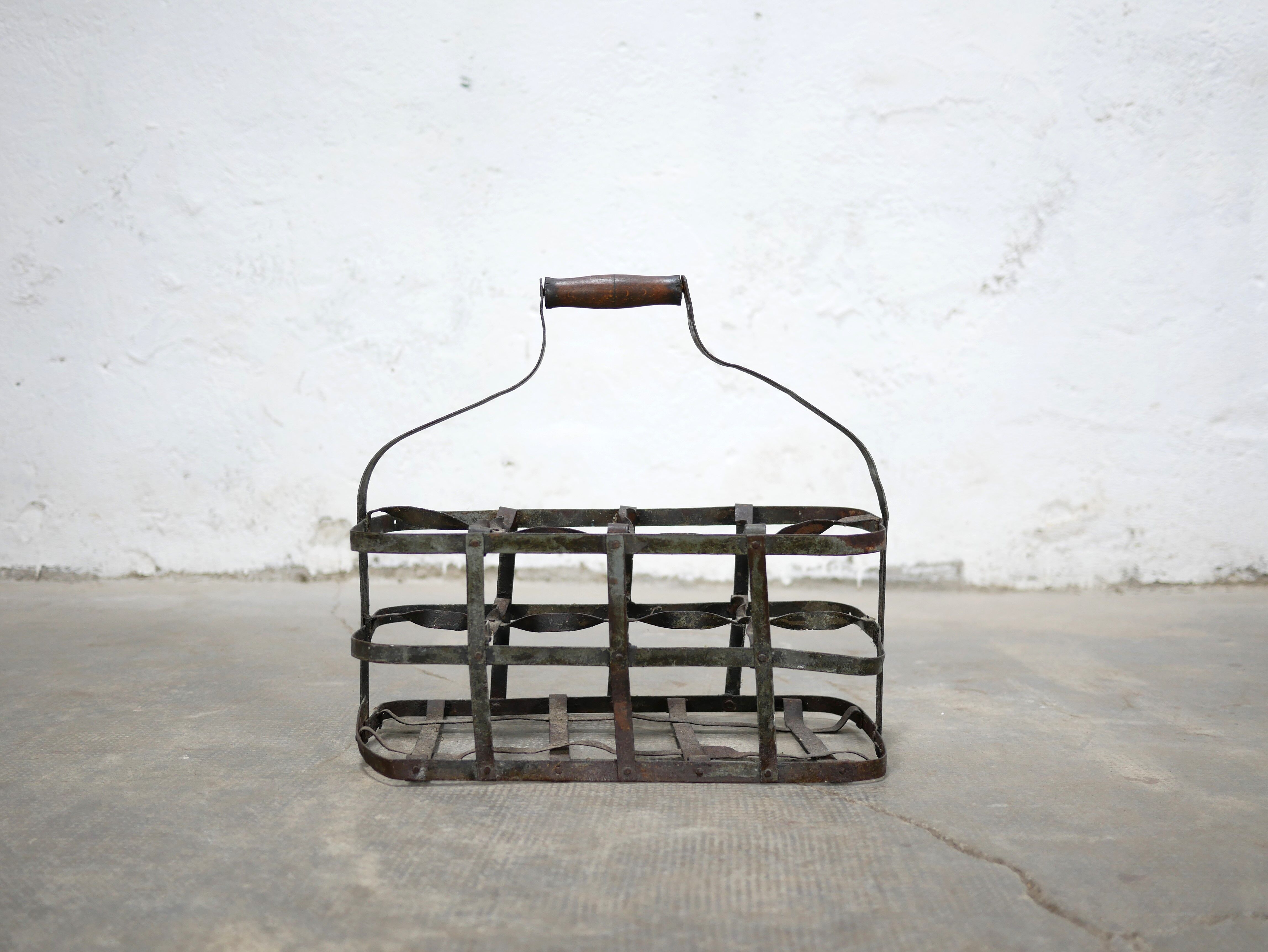 Vintage metal bottle rack