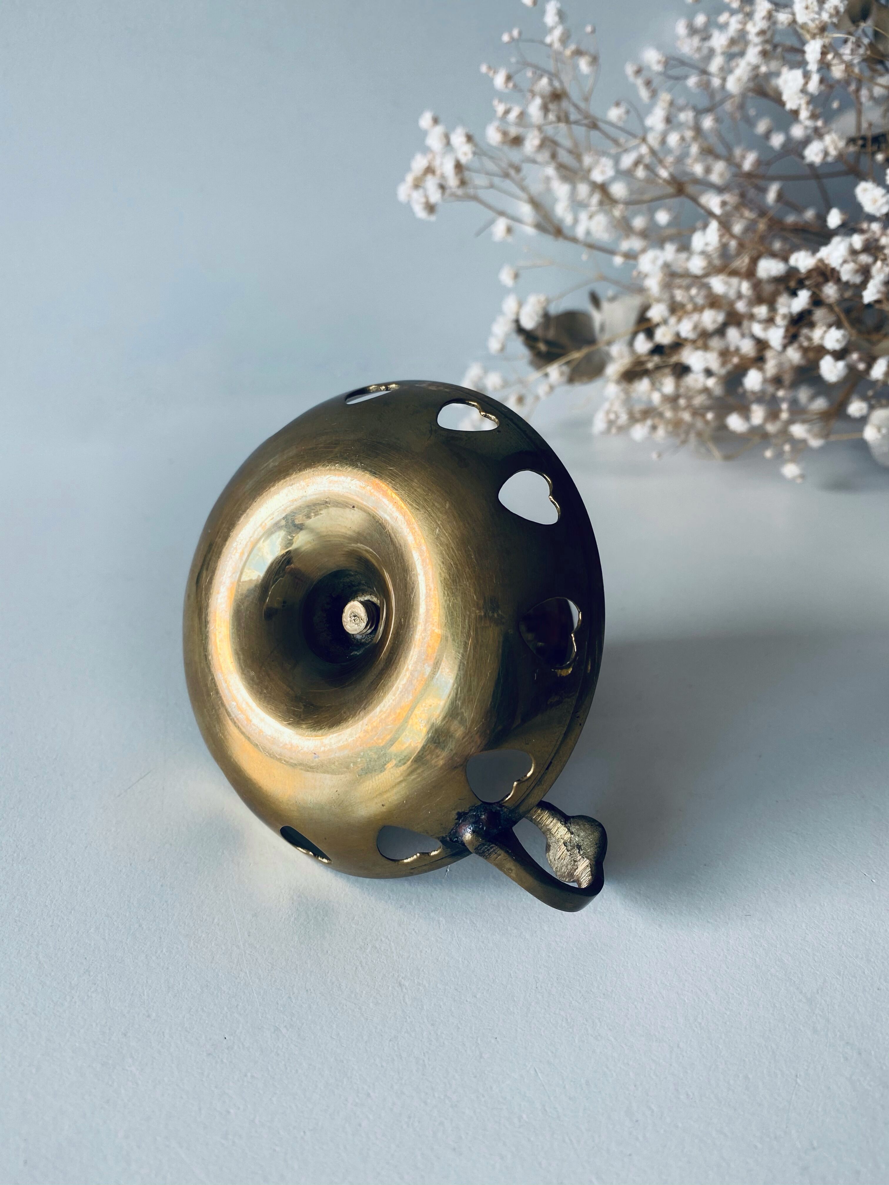 Vintage heart brass candlestick