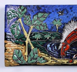 Vintage Libertas ceramic wall plaque, San Marino 1950s