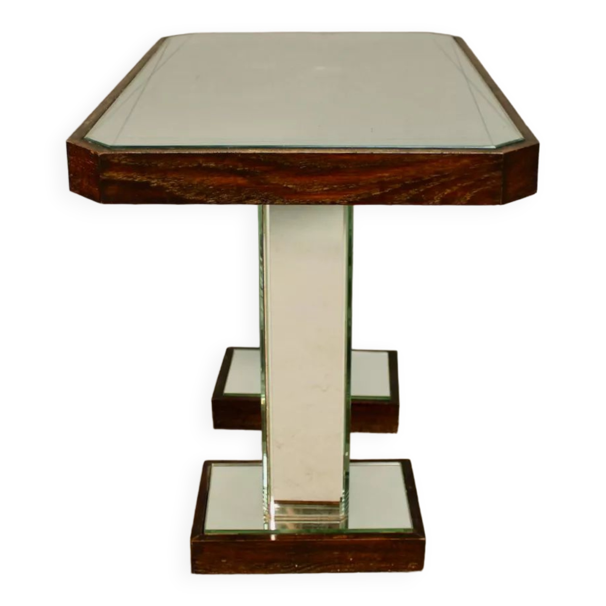 Mirror table from 1940 with two legs.