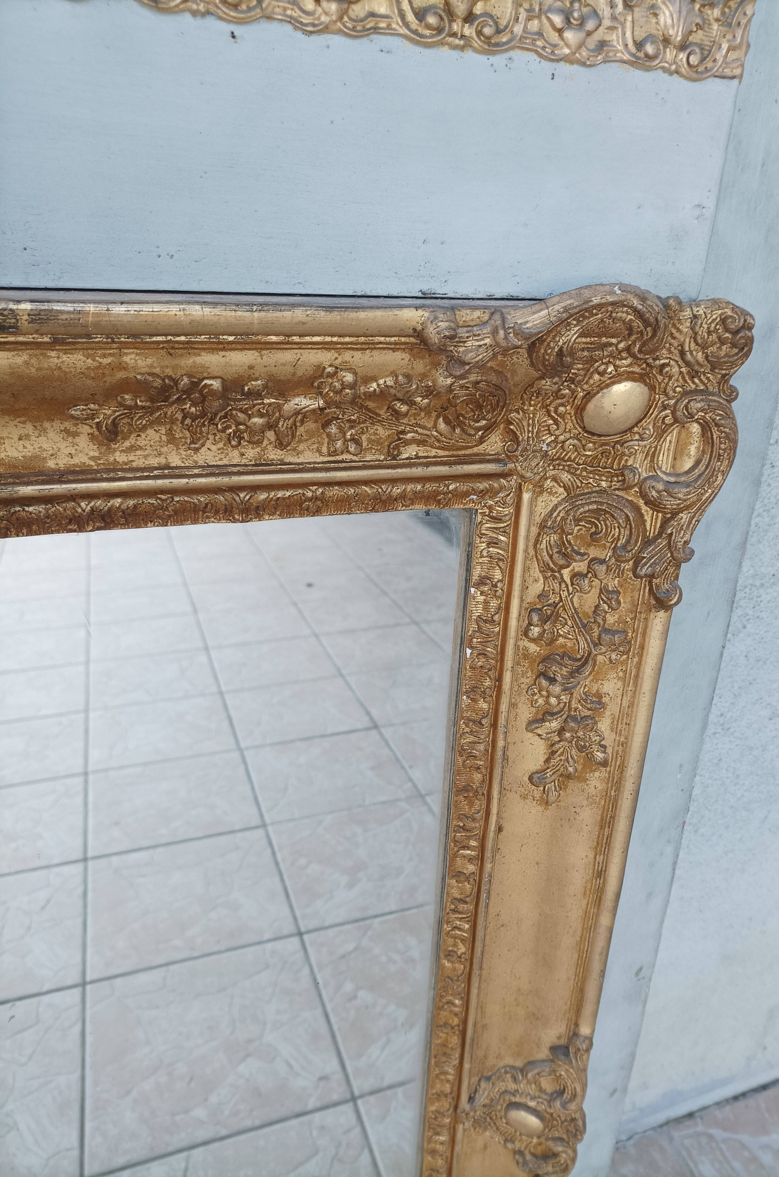 Empire trumeau mirror in wood and stucco