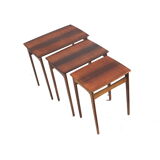 Danish vintage rosewood nesting tables / set of 3 side tables made in the 60s