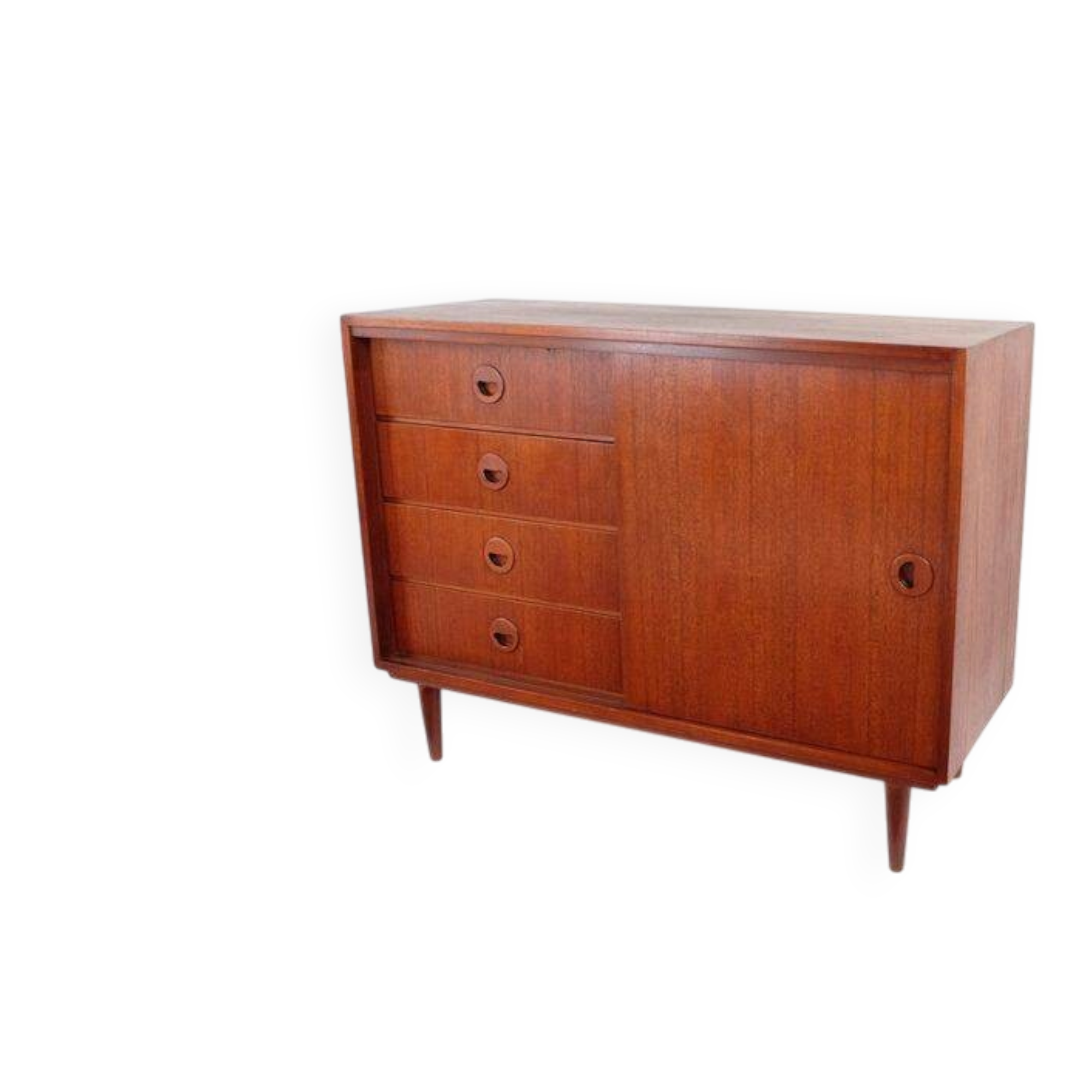 Commode vintage style années 60-70, motif teck, style rétro.