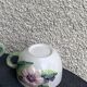 Lunch service in enameled ceramic, slip, white, pink and green, vintage