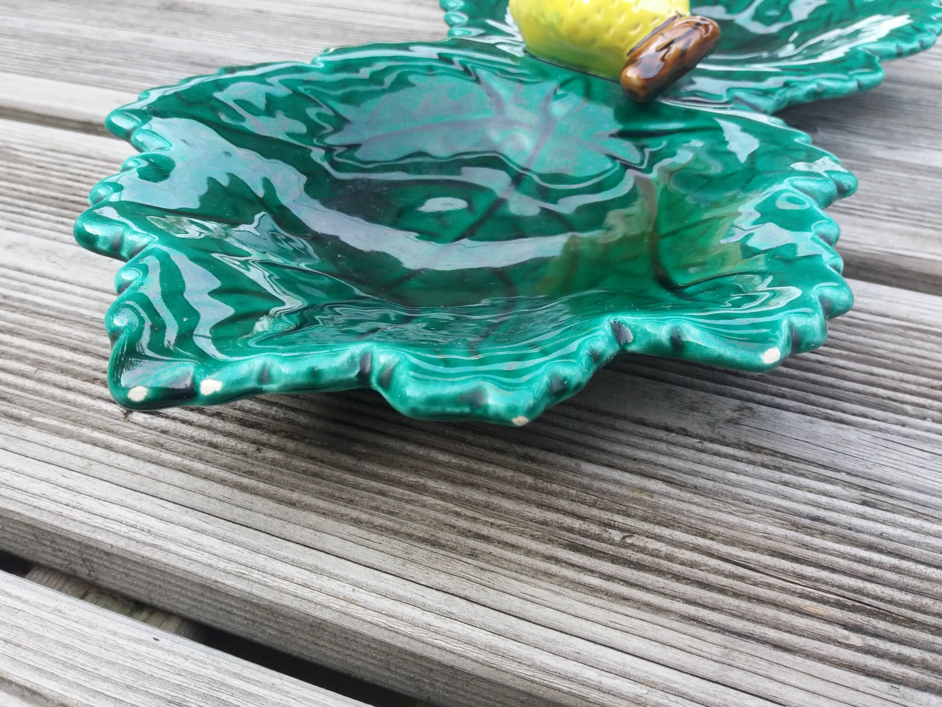 Empty cup pocket leaves and lemon in slip by Ferlay in Vallauris