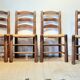 Chaises brutalistes en bois et paille de George Robert