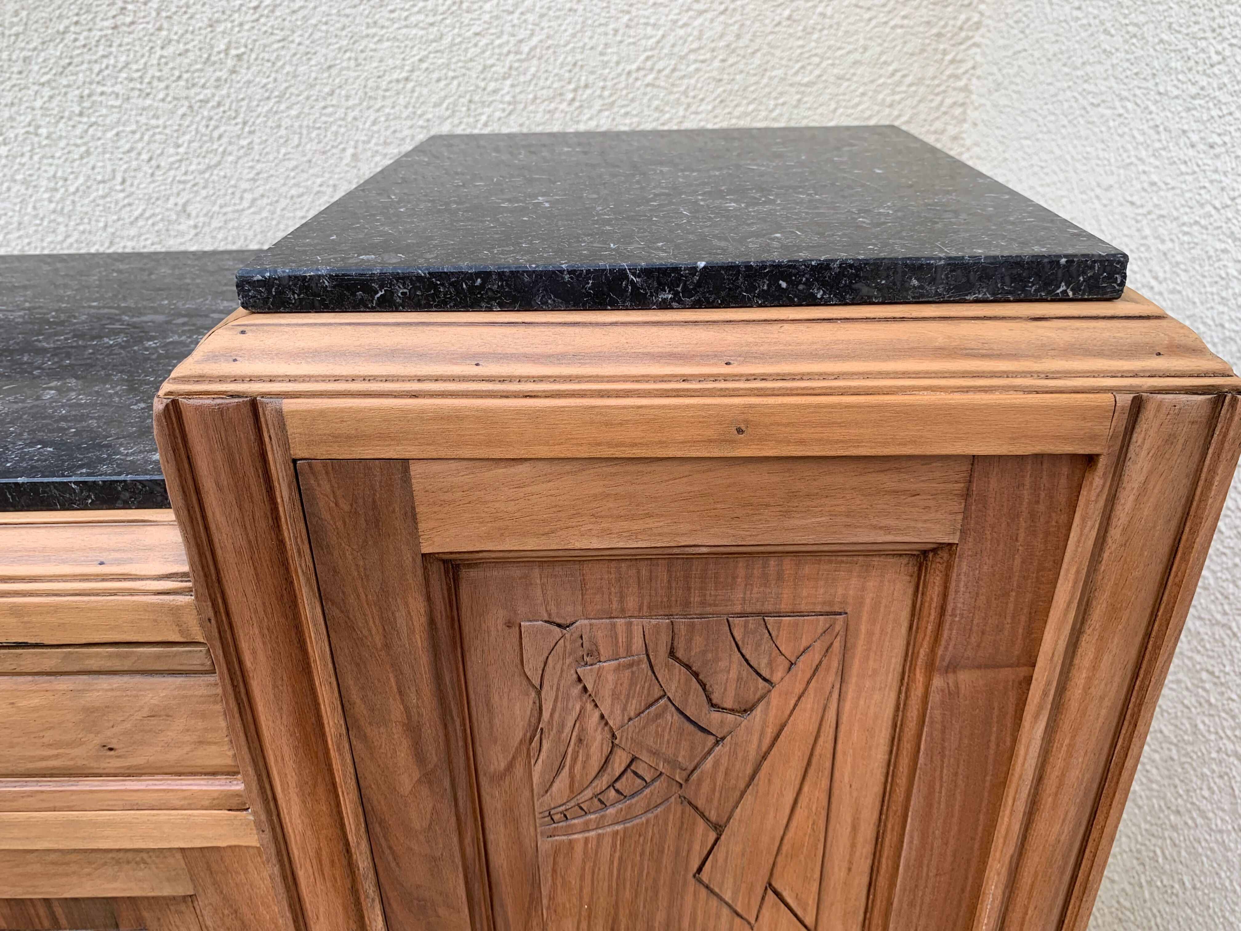 Parisian art deco buffet walnut brut massive 1920