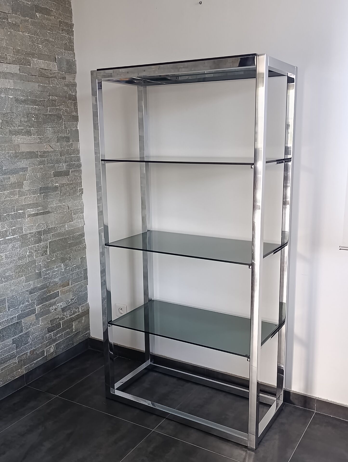 Vintage chrome and glass shelf