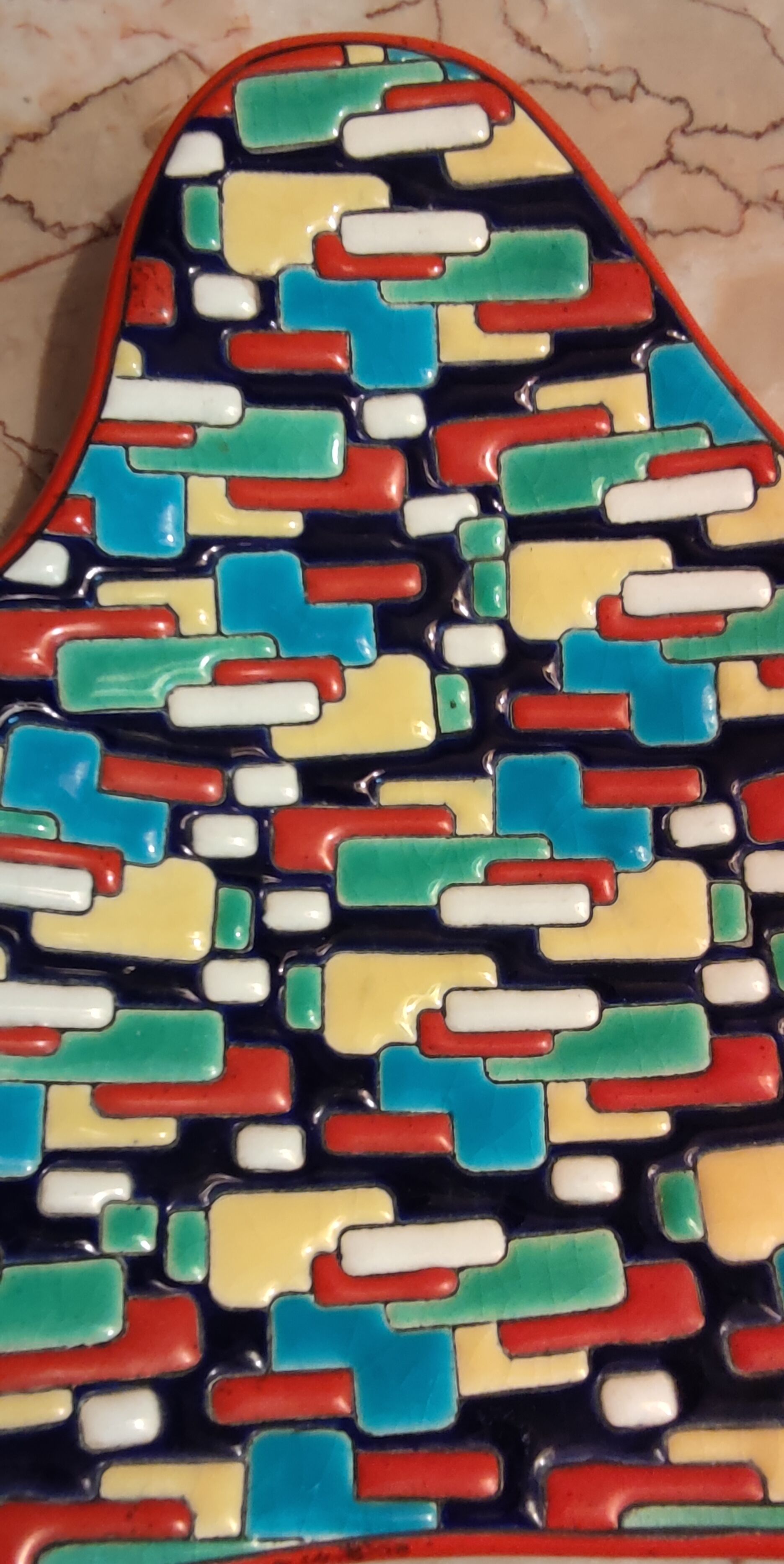 Old empty pocket Longwy mosaic model decoration by Maurice-Paul Chevallier