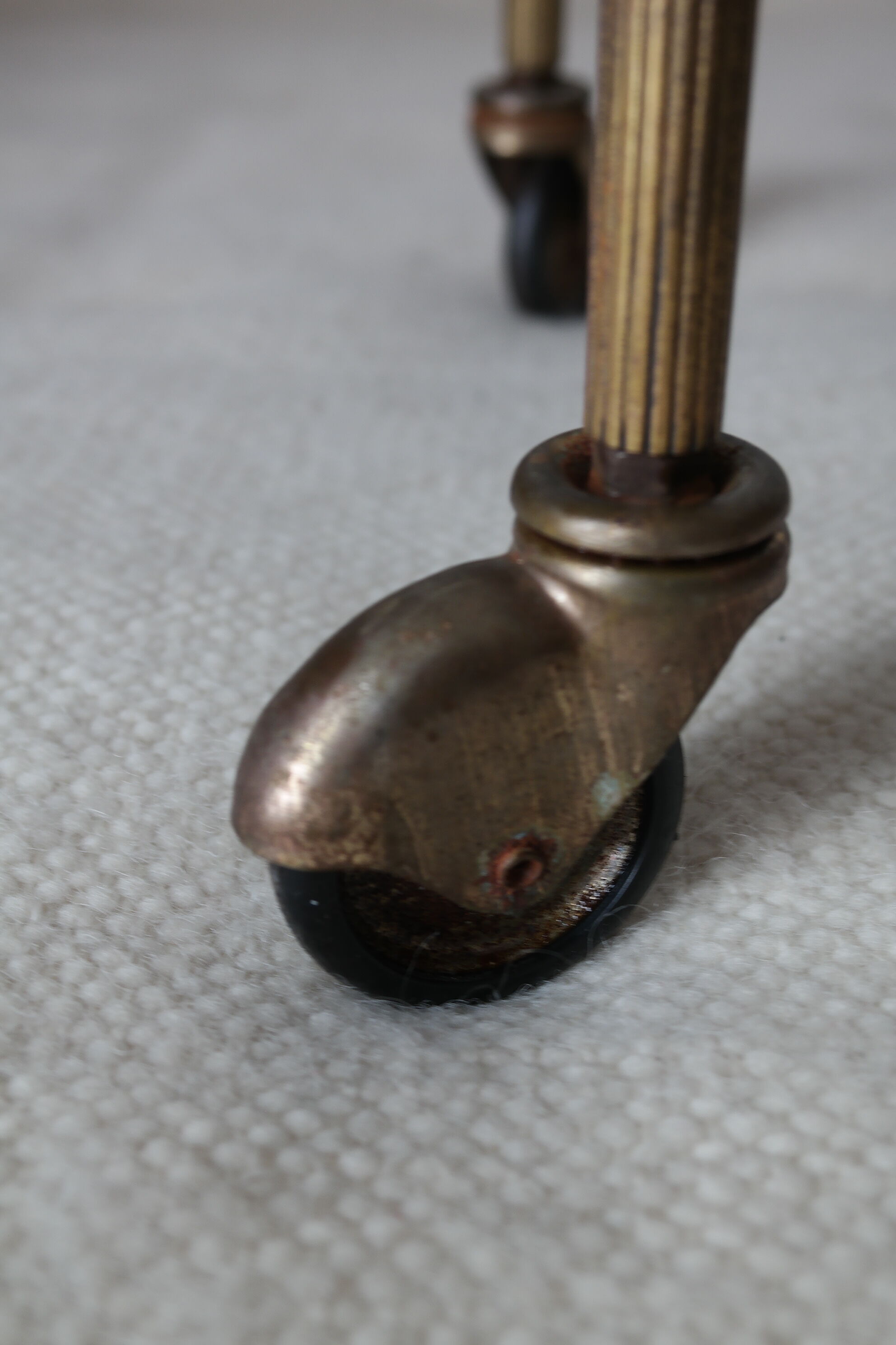 Pair of round old brass glass desserts