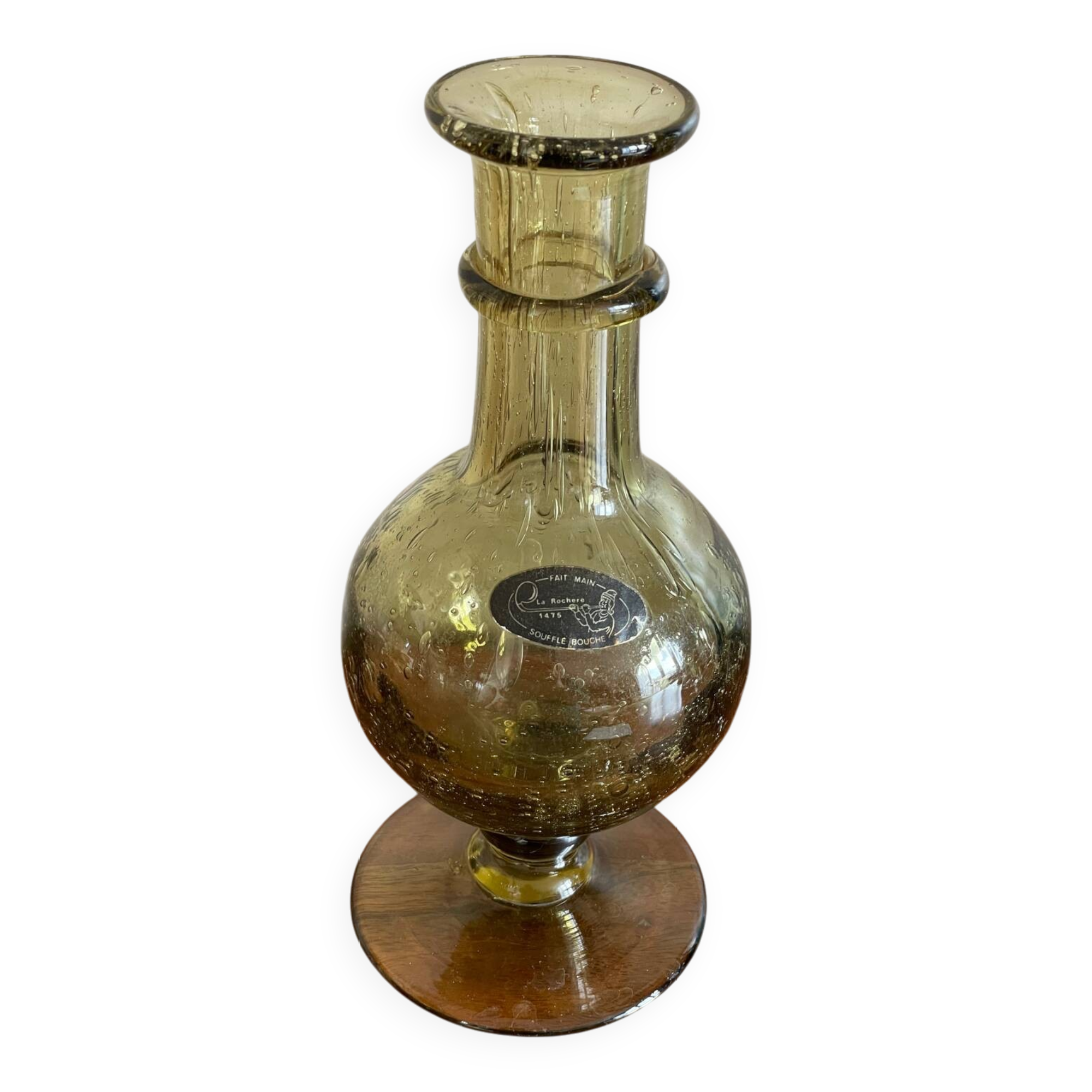 Carafe, candle holder in Biot glass