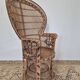 Fauteuil Emmanuelle "Peacock" vintage en rotin