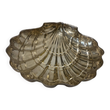 Large Silver Plated Sea Shell Plate Hollywood Regency Art Deco Italian 1970