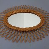 Italian rattan mirror, 1960s