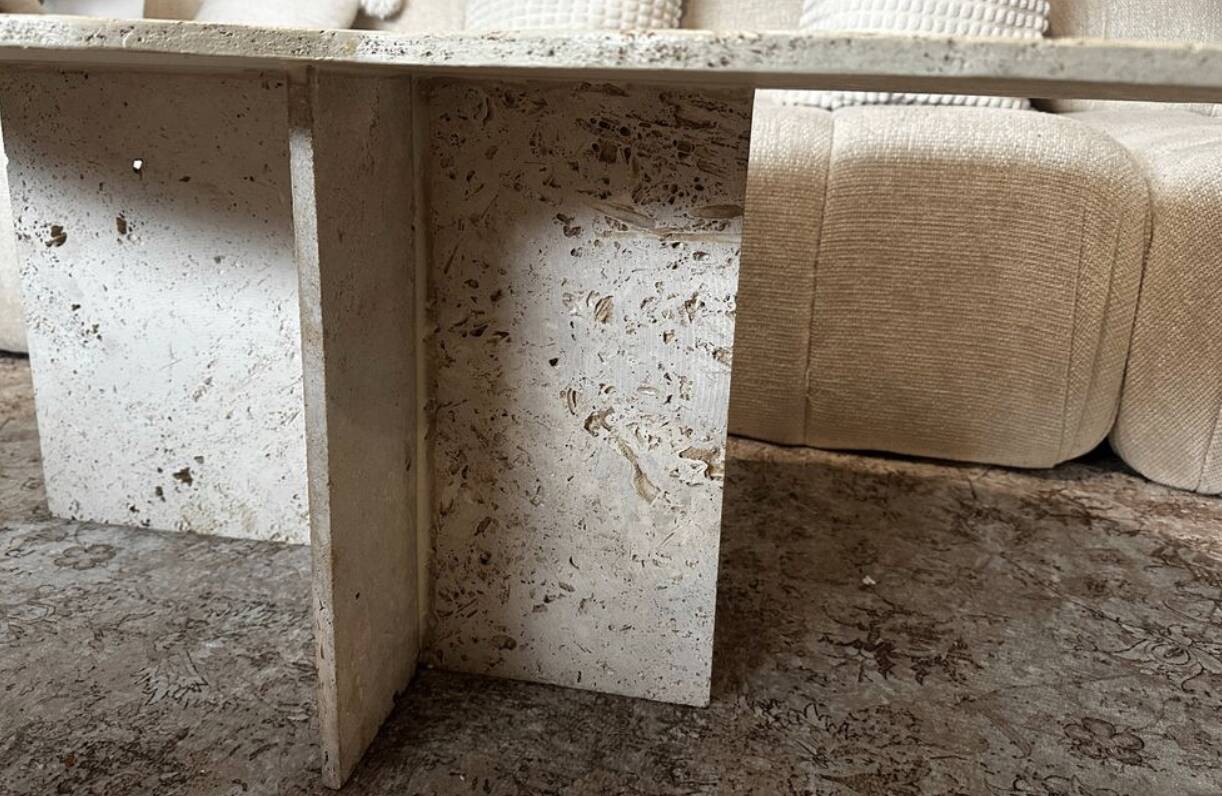 Beige travertine coffee table