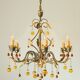 Italian vintage chandelier with Murano glass pendants.