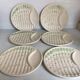 Six antique asparagus plates