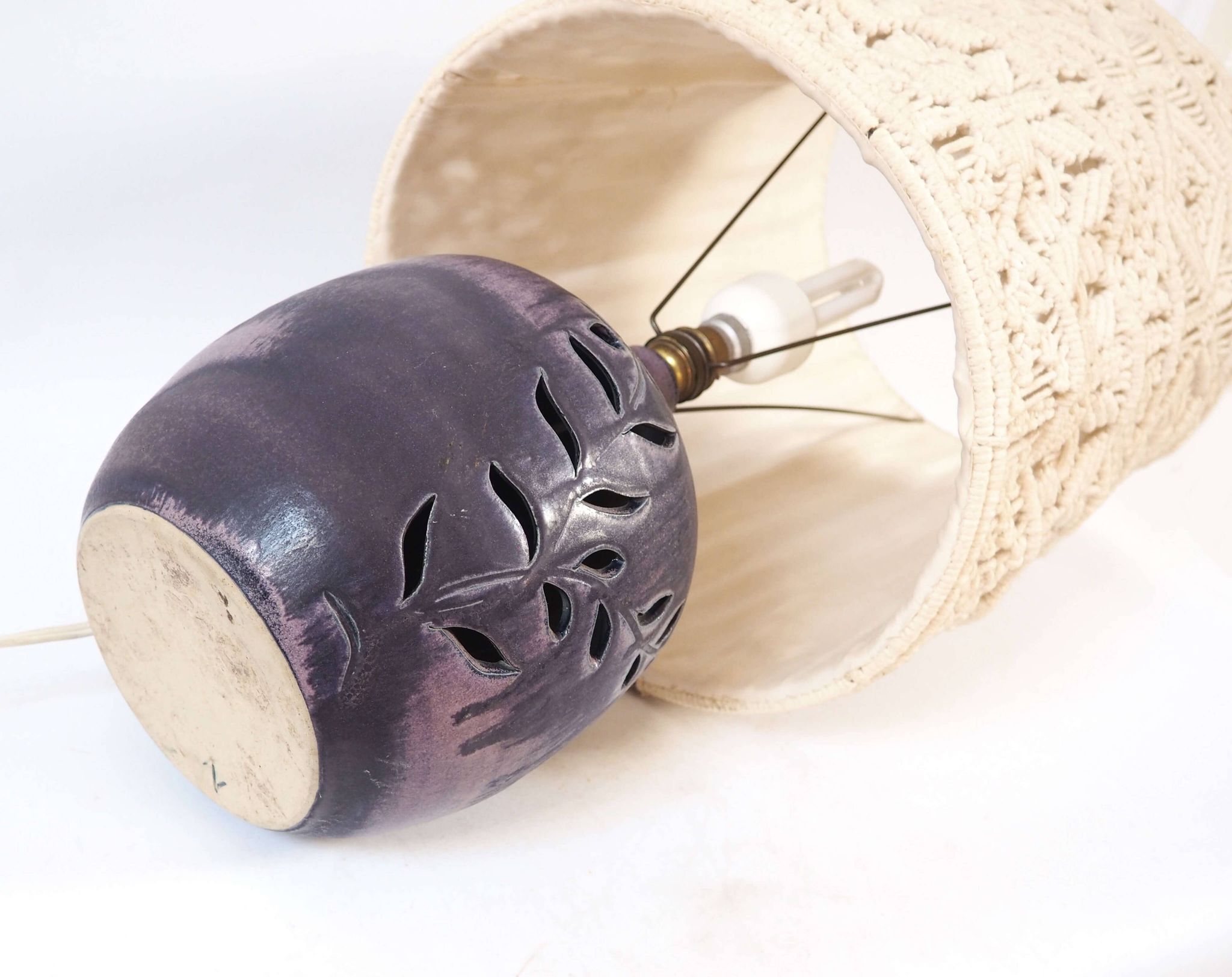 Lampe céramique et macramé