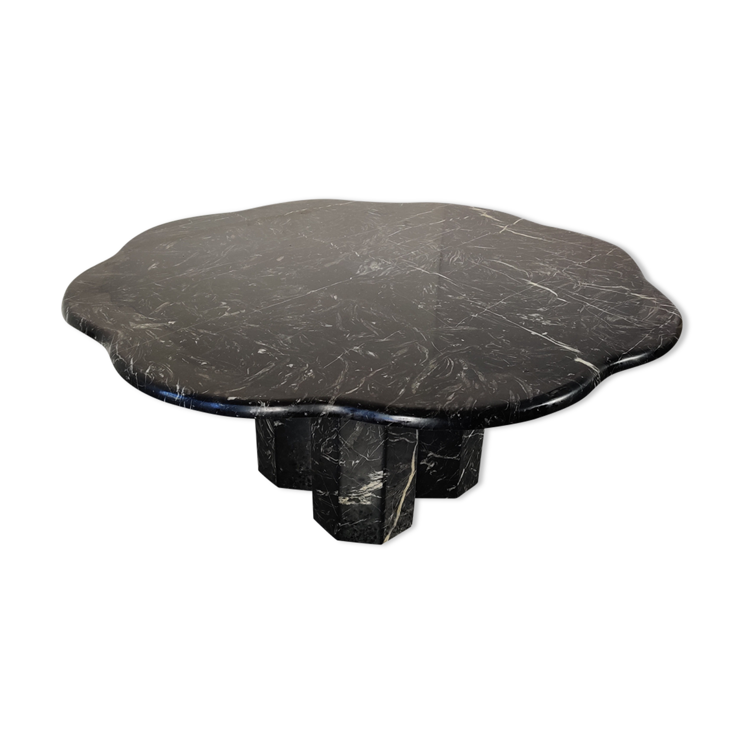 Black marble "cloud" coffee table, 70s/80s