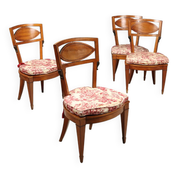 Antique Regency style chairs in mahogany and XX Century fabric.