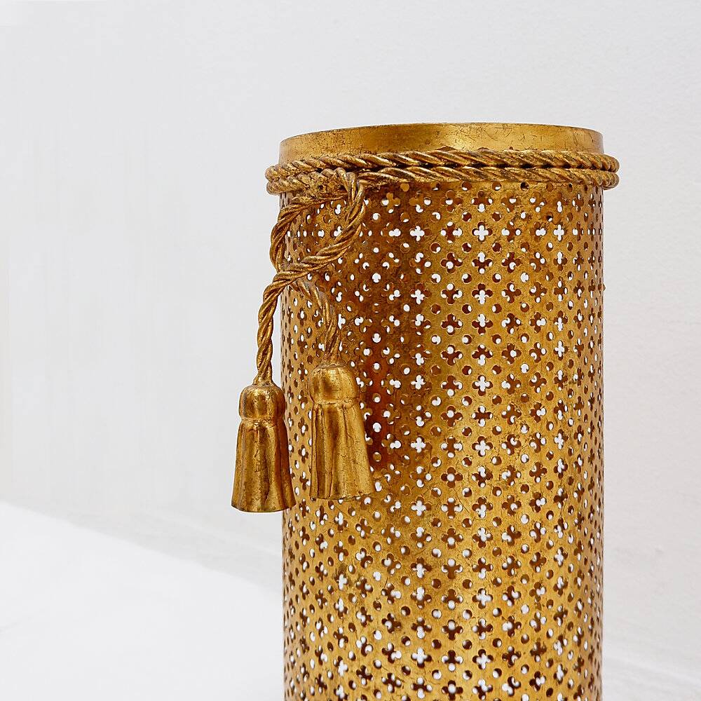 Golden umbrella stand Hollywood Regency by Li Puma Firenze, Italy 1950s