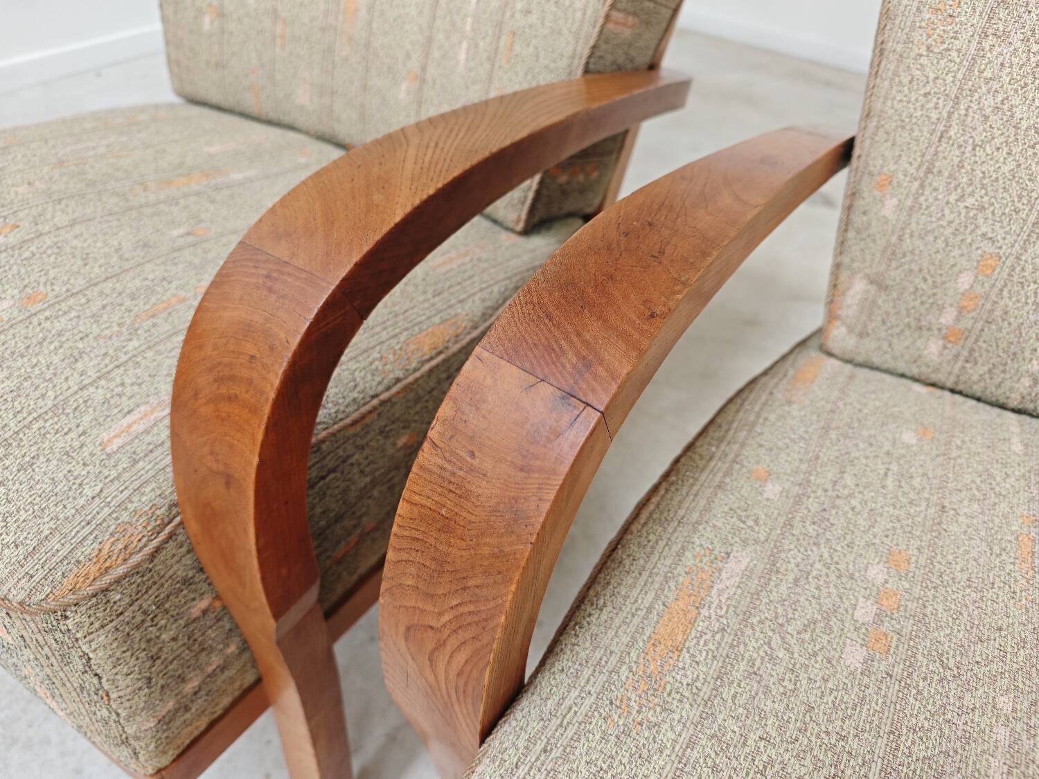 Pair of Krasna Jizba Art Deco solid wood armchairs