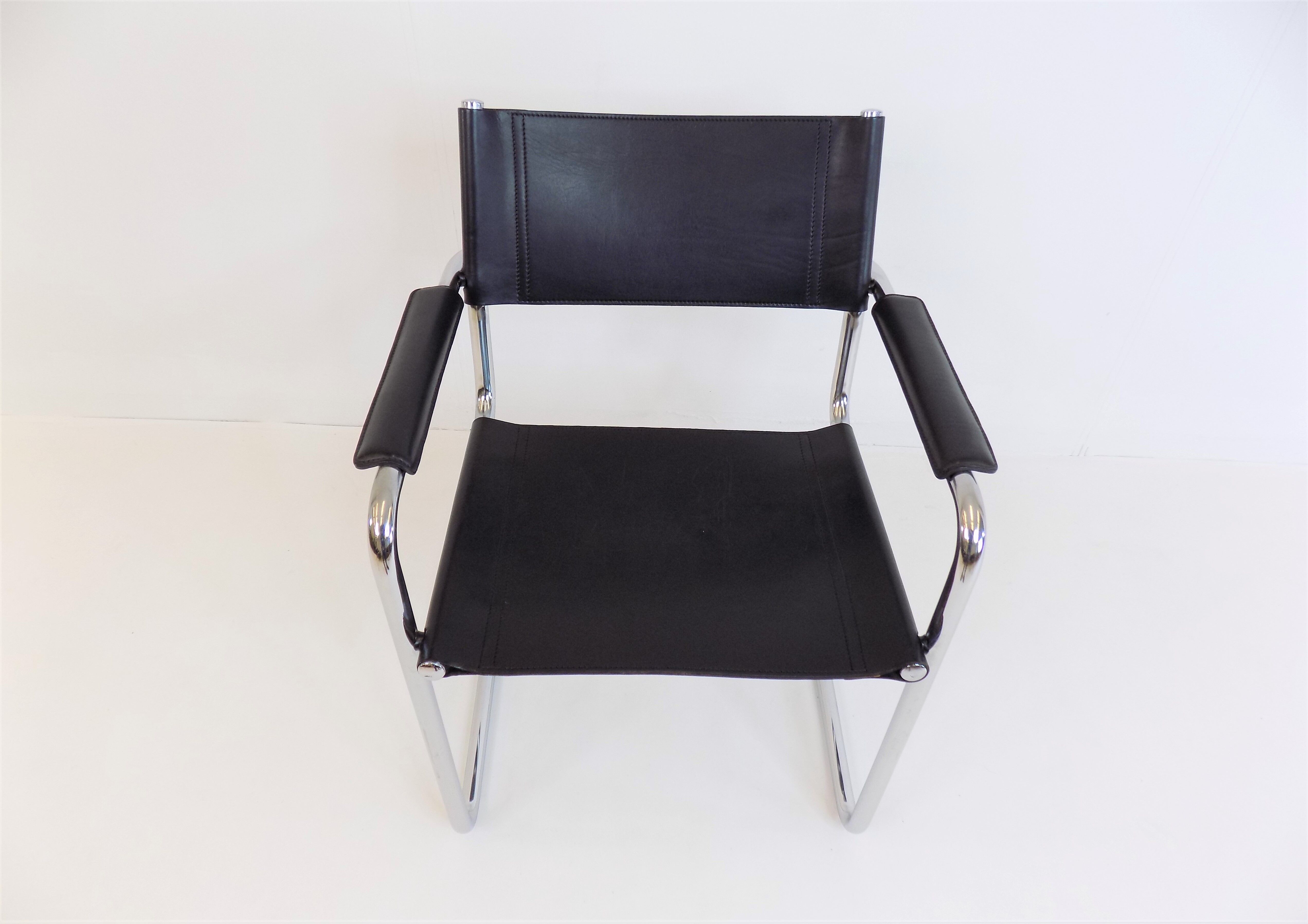 Set of 6 leather cantilever chairs