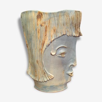 Enameled ceramic anthropomorphic vase France 1995