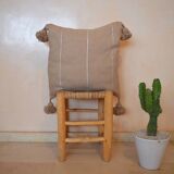 Moroccan pompon pillow 48x48cm brown