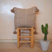 Moroccan pompon pillow 48x48cm brown
