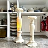 Column, illuminated alabaster saddle