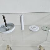 Set of 5 wall hooks, coat rack, white lacquered metal, new from old stock, 1980
