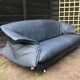 Blue-Grey Leather Sofa by Saporiti, 1980s