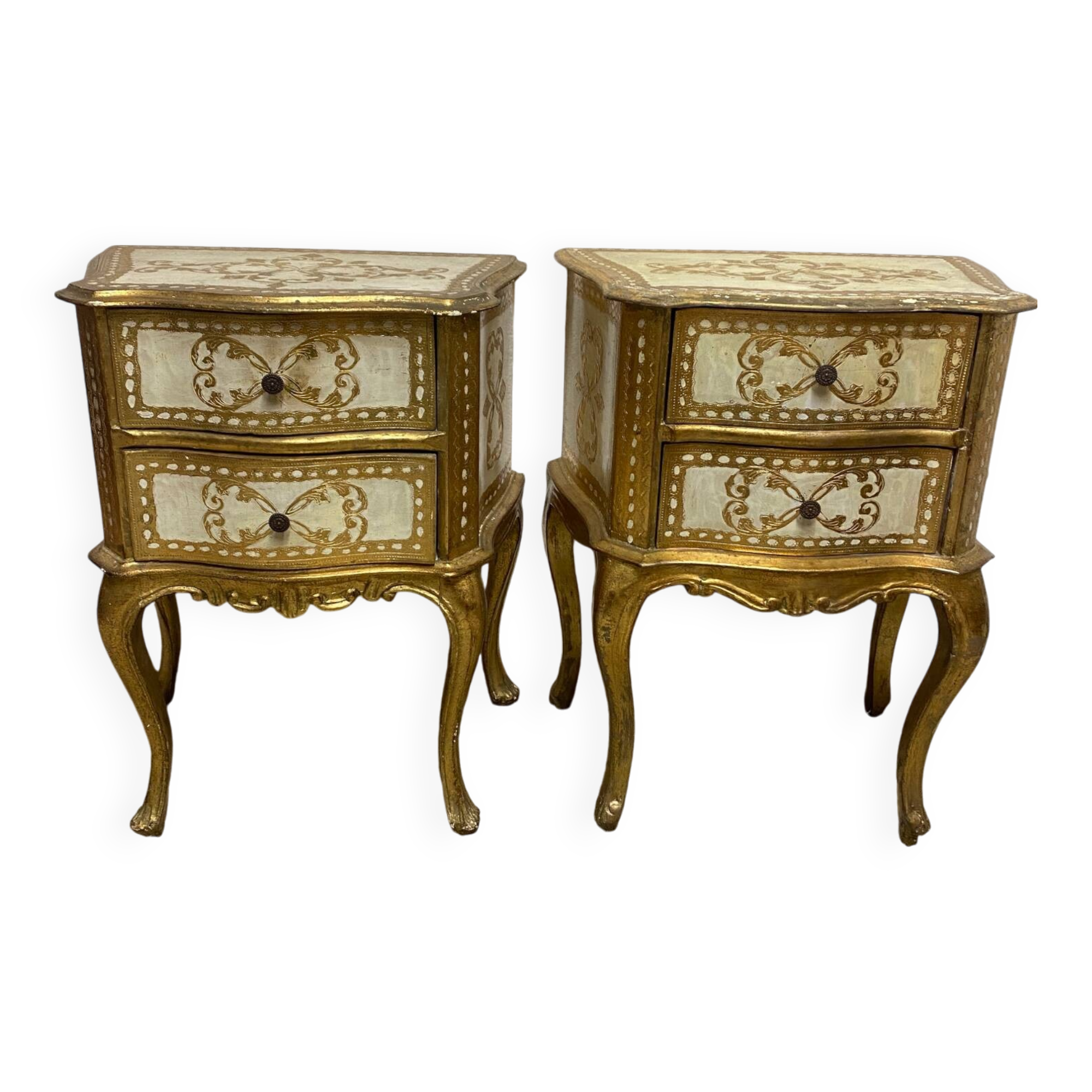 Pair of Italian Florentine bedside tables