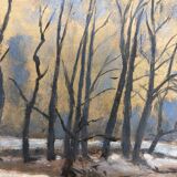 Huile sur panneau paysage vintage
