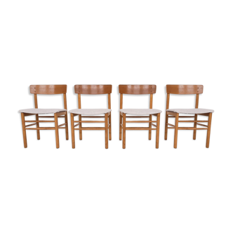 Ensemble de 4 chaises à manger de style chêne Danemark années 1960