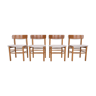 Ensemble de 4 chaises à manger de style chêne Danemark années 1960