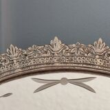 Table mirror vintage engraved glass fan