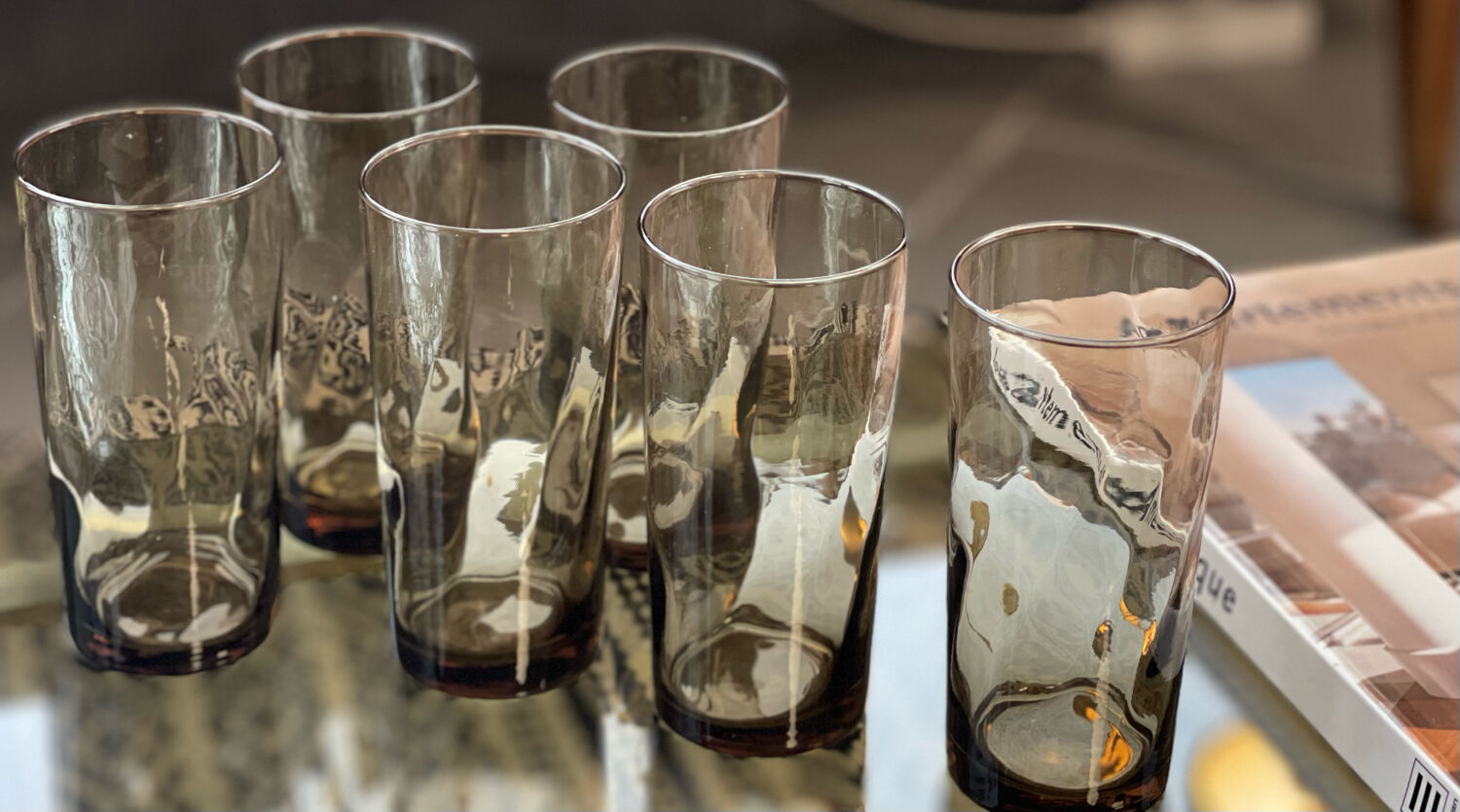 6 large vintage glasses 1970