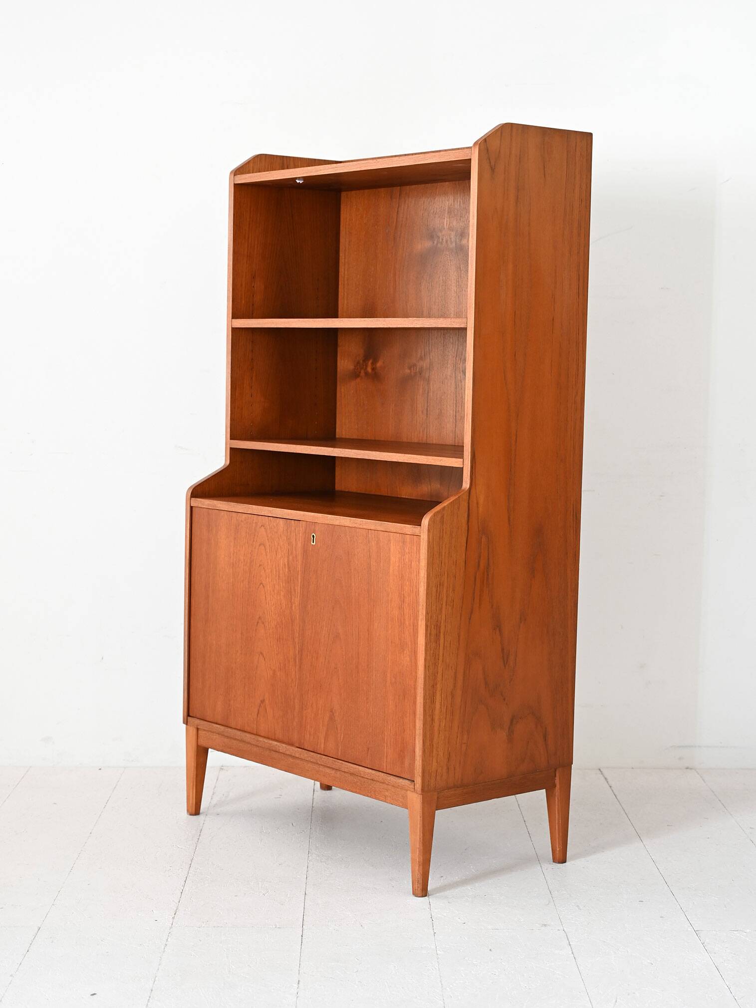 Scandinavian teak bookcase with hinged doors
