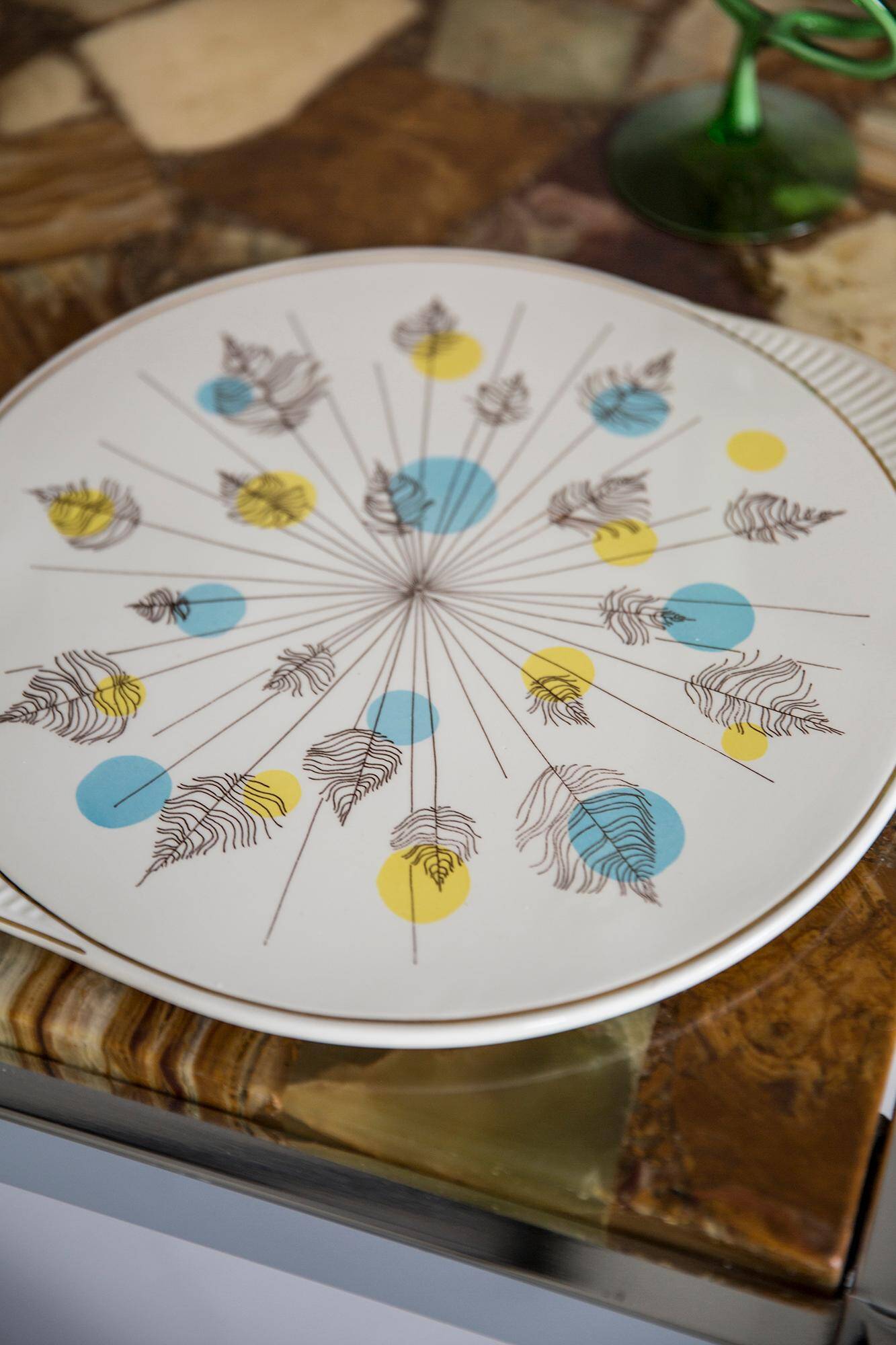 Vintage decorative plate with flowers, mid-century, Germany, 1970s.