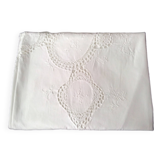 Nappe en coton blanc avec broderies