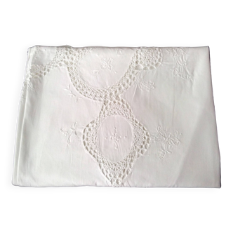 White cotton tablecloth with embroidery