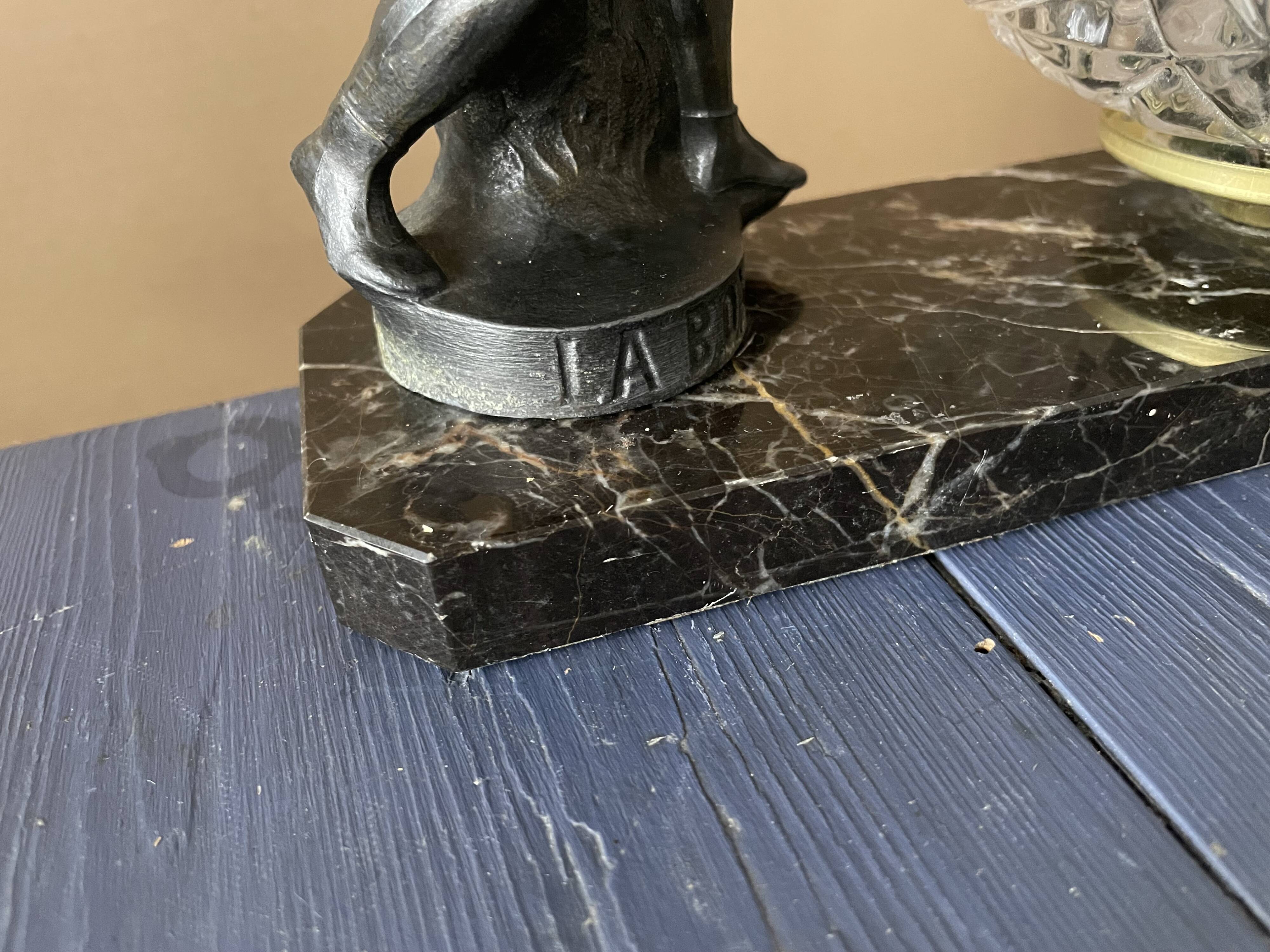 Marble table lamp, boxing, 1930s