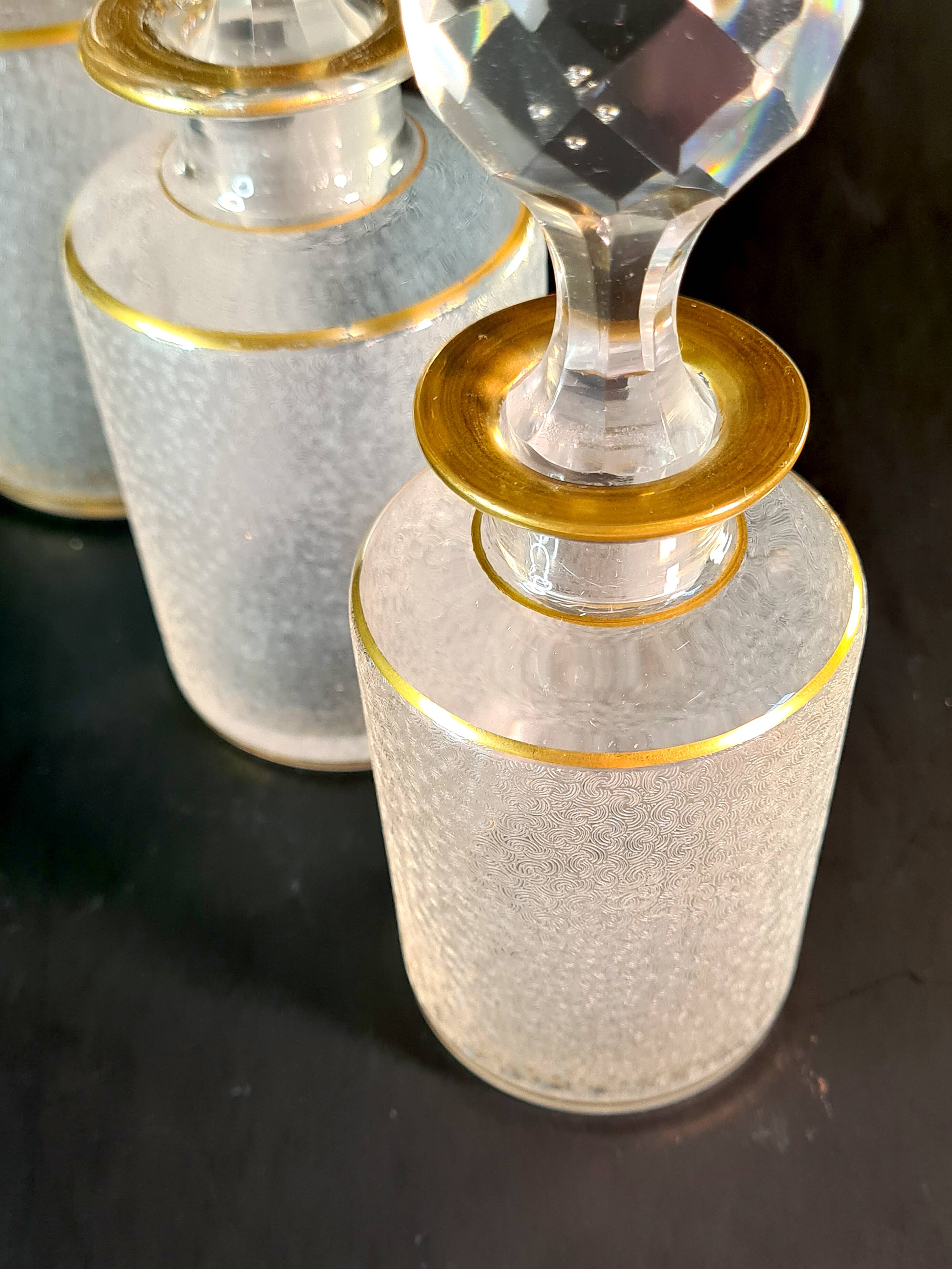 Napoleon III frosted crystal toilet set by Saint Louis