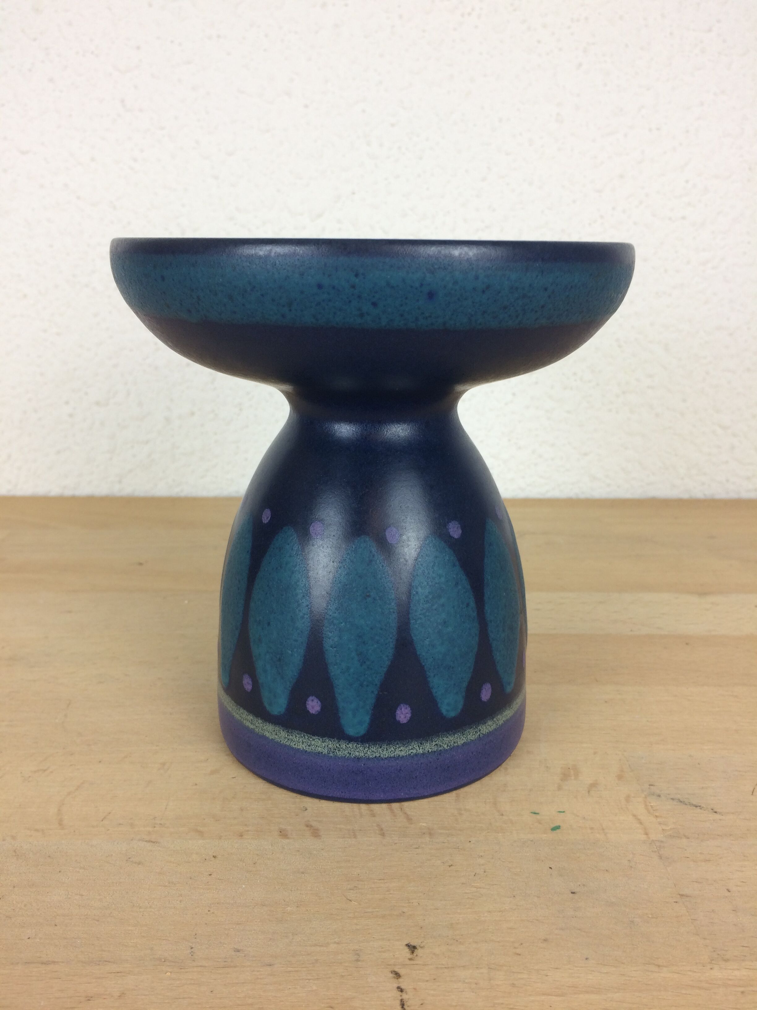 Vintage blue ceramic candle holder