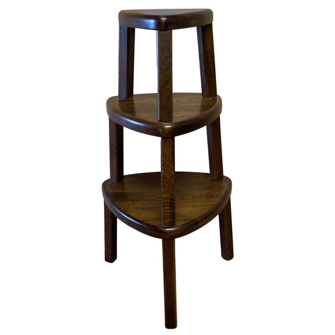 Brutalist oak organic curved oval side or nesting tables, Dutch ca 1960