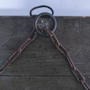 Miroir biseauté bois patiné début xxème
