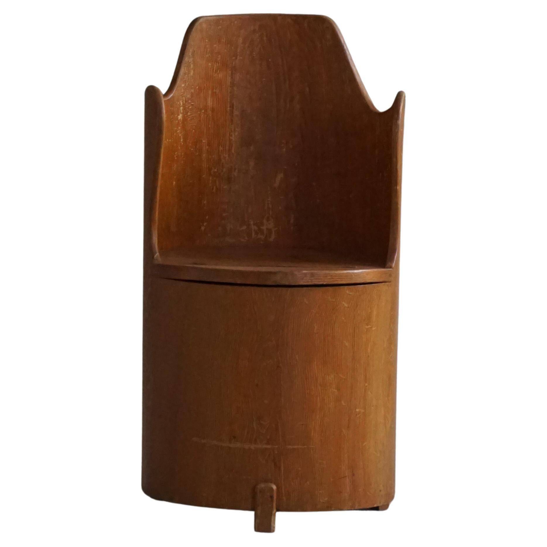 Modern Scandinavian style, Stump chair / "Kubstol" in pine, mid-20th century, 1950s.